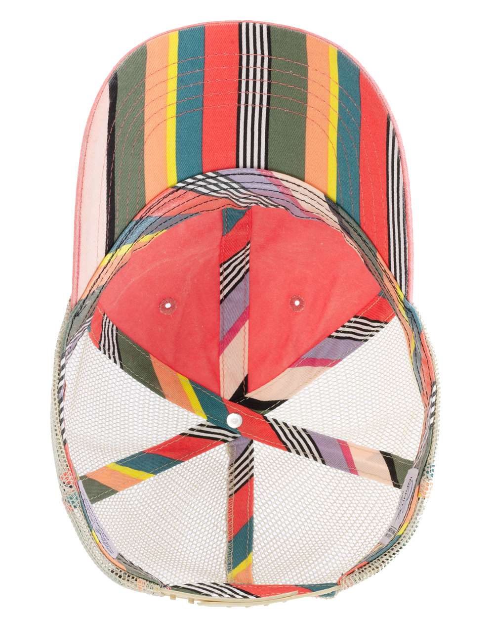 Women's Washed Mesh-Back Cap - Side - B97295660 - Sherbet/ Stripes