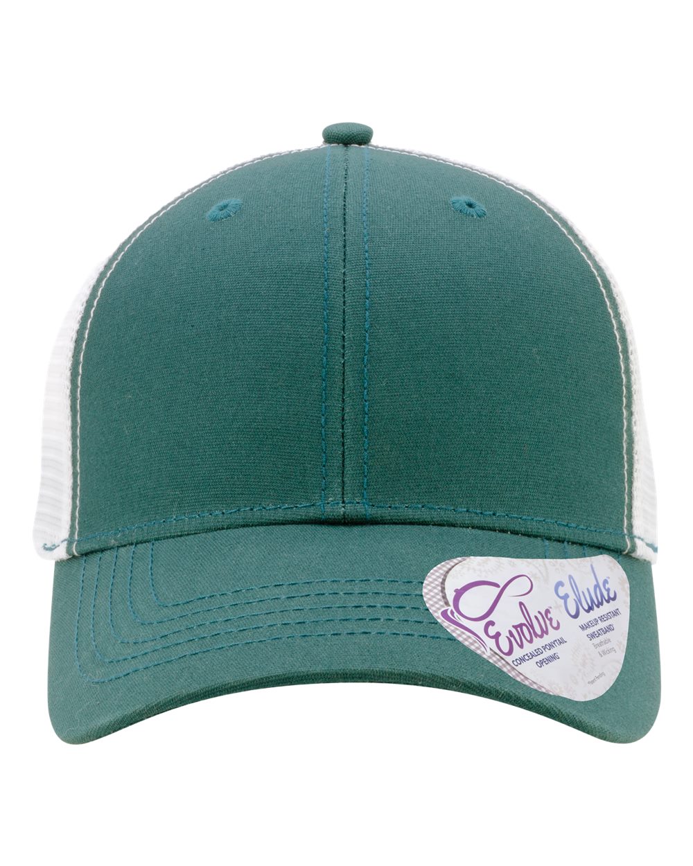 Women's Modern Trucker Cap - Front - B97395040 - Emerald/ White