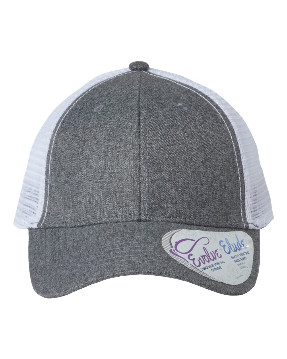 Women's Modern Trucker Cap - Front - B97395120 - Heather Grey/ White