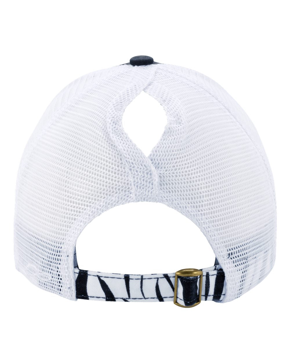 Women's Printed Bill with Mesh Back Cap - Back - B97695110 - Black/ Zebra/ White