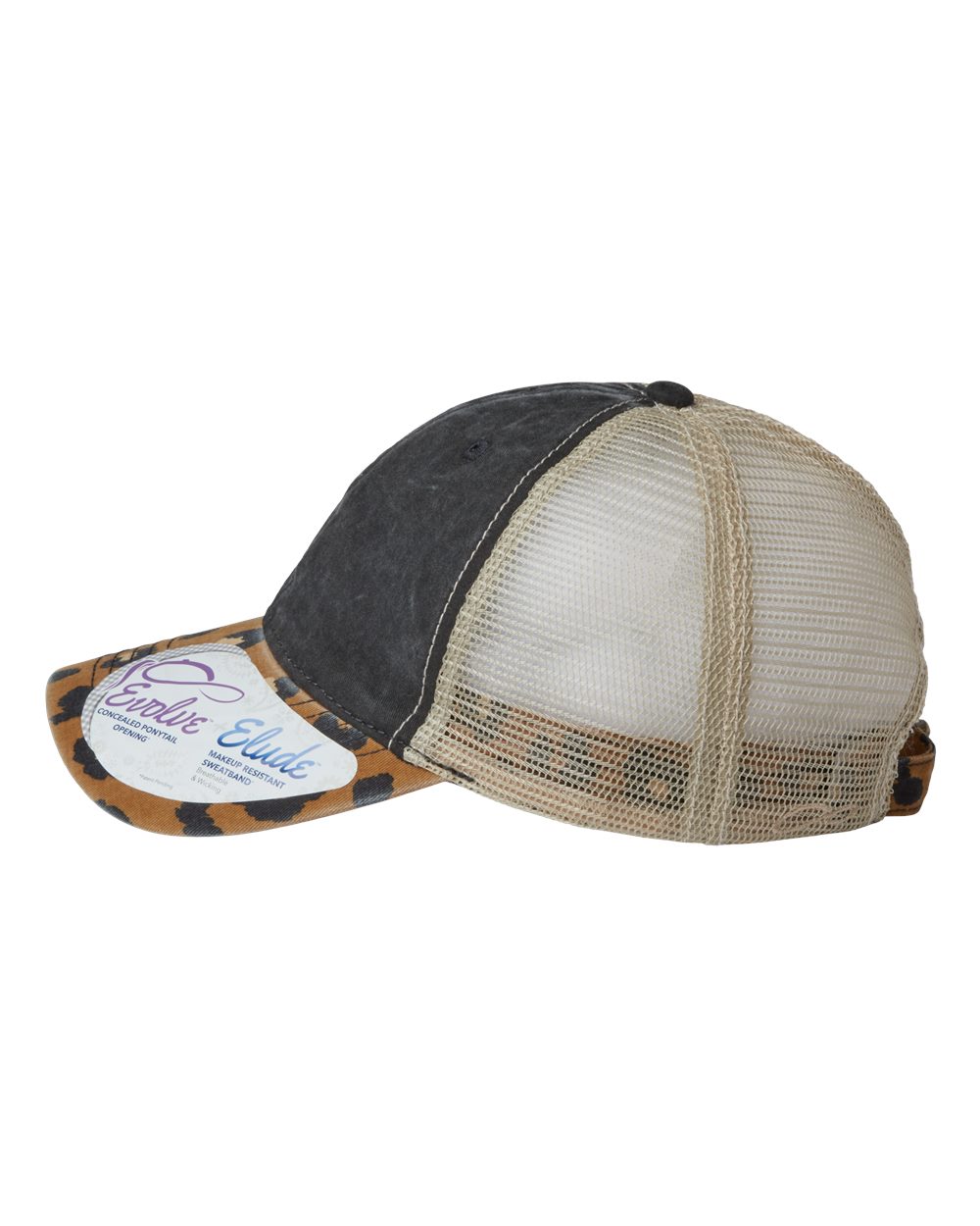 Women's Printed Bill with Mesh Back Cap - DirectSide - B97695100 - Black/ Leopard/ Khaki