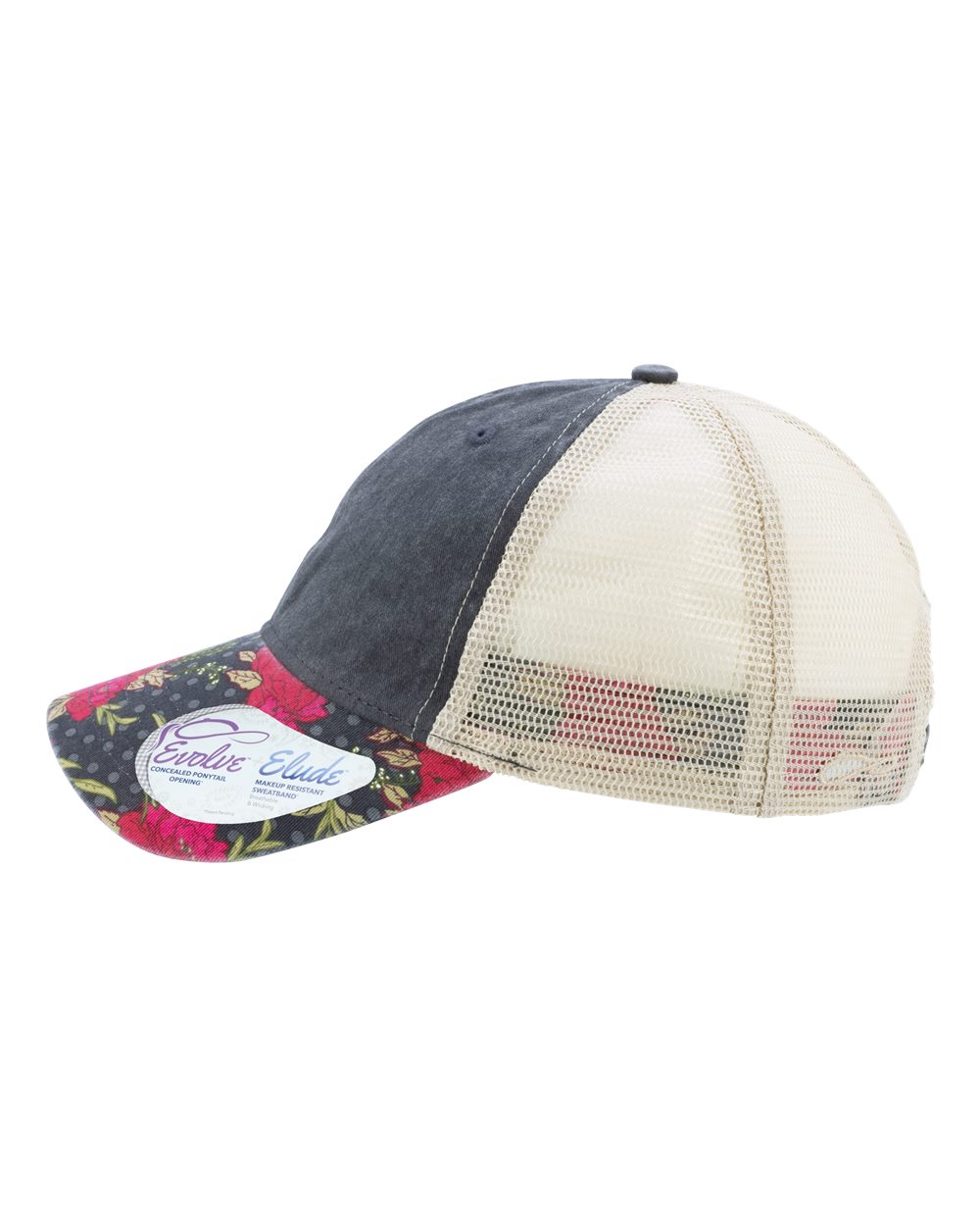Women's Printed Bill with Mesh Back Cap - DirectSide - B97695520 - Black/ Floral/ Khaki