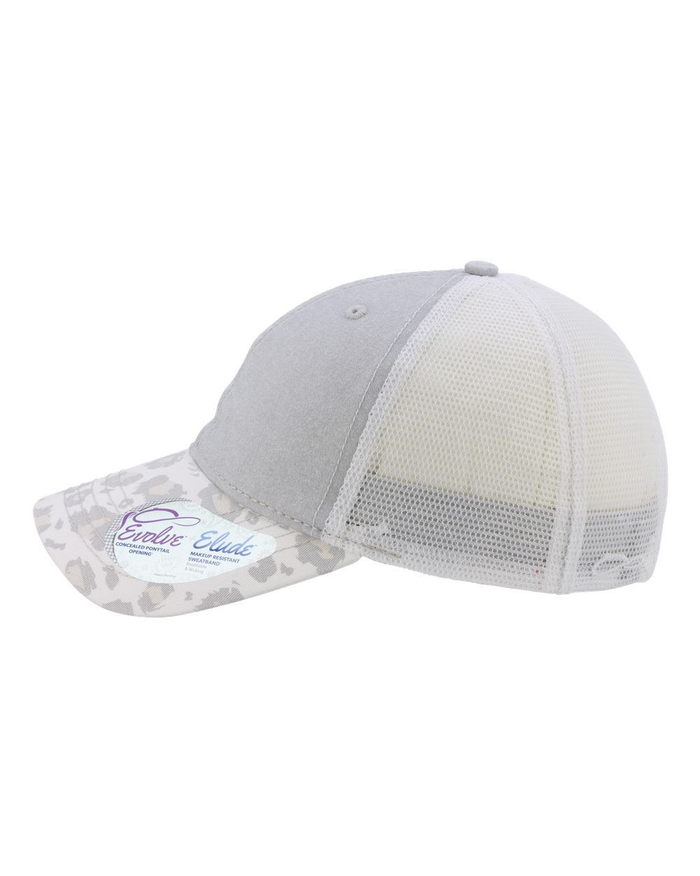Women's Printed Bill with Mesh Back Cap - DirectSide - B97695590 - Grey/ Snow Leopard/ White