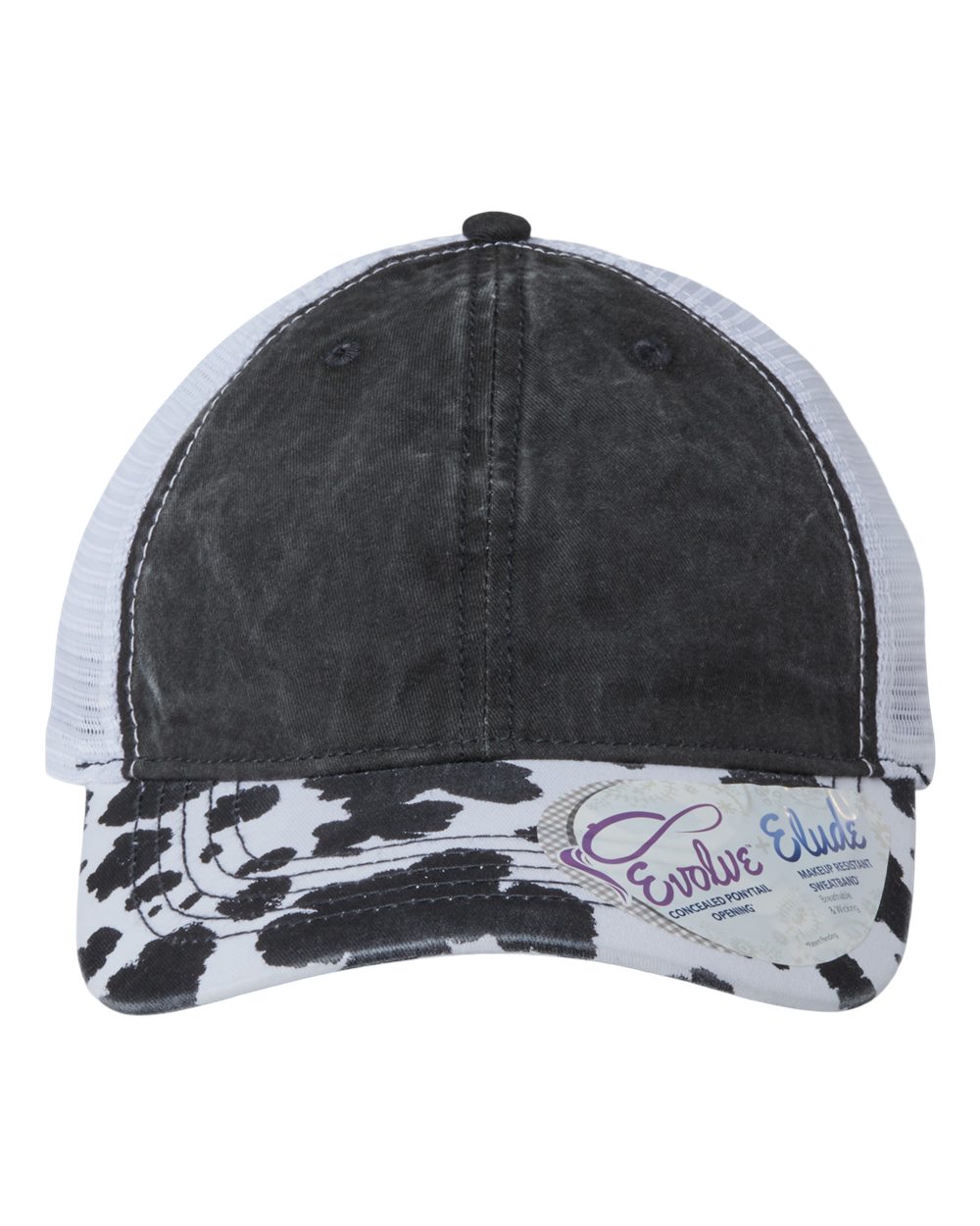 Women's Printed Bill with Mesh Back Cap - Front - B97695500 - Black/ Cow/ White