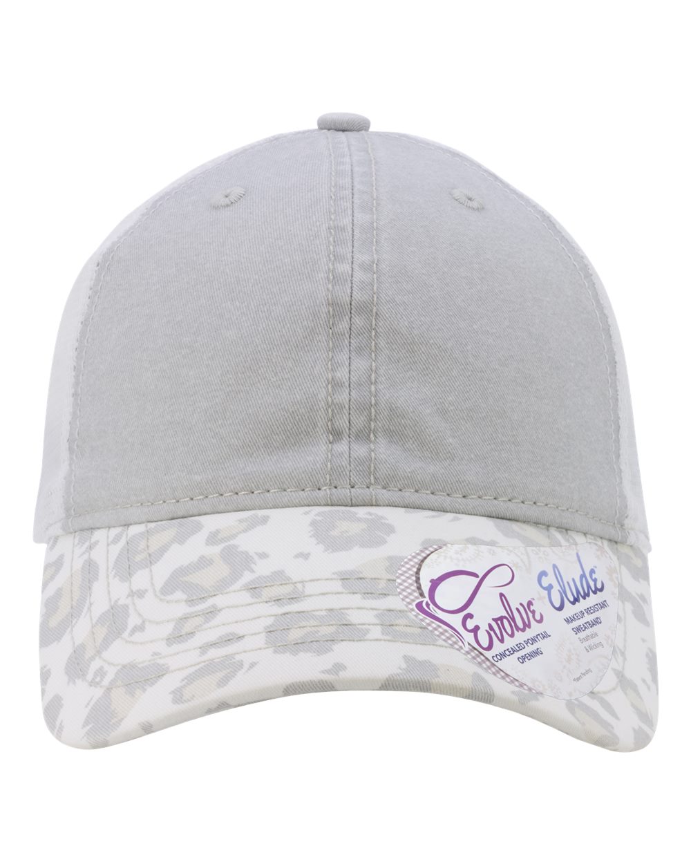 Women's Printed Bill with Mesh Back Cap - Front - B97695590 - Grey/ Snow Leopard/ White