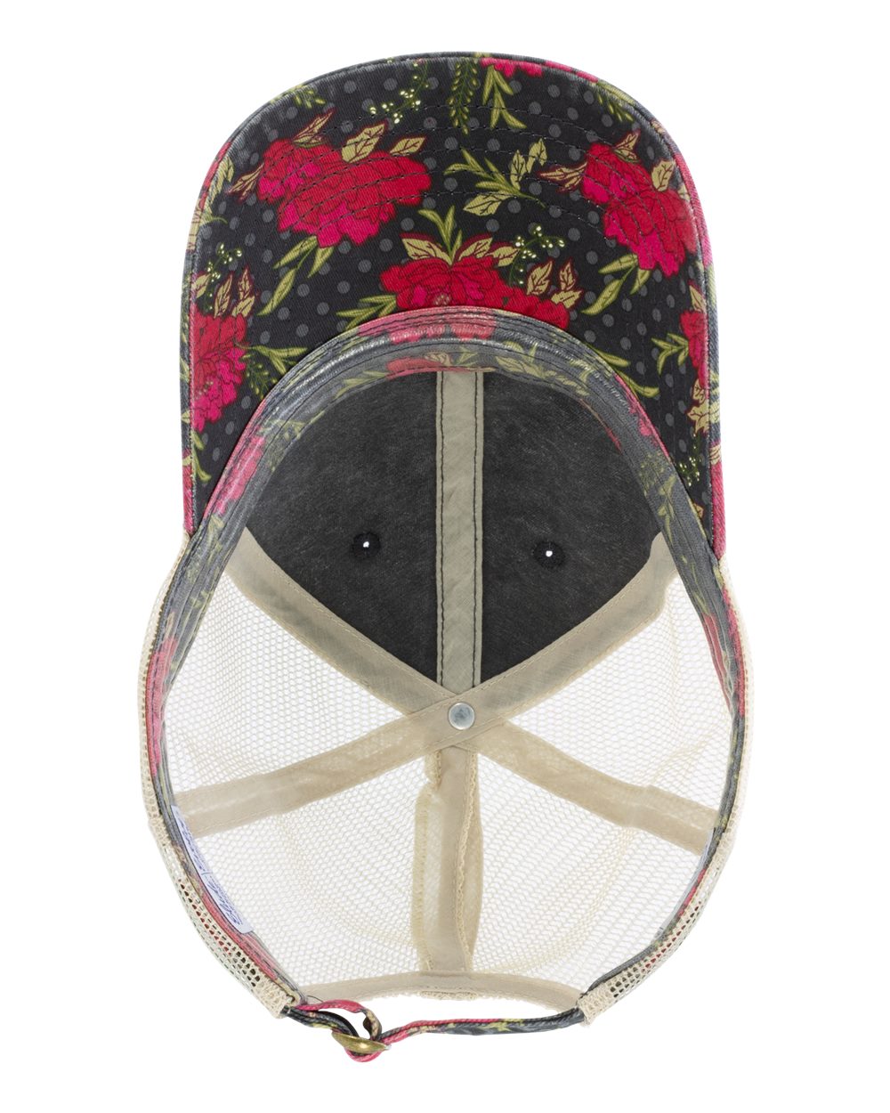 Women's Printed Bill with Mesh Back Cap - Side - B97695520 - Black/ Floral/ Khaki