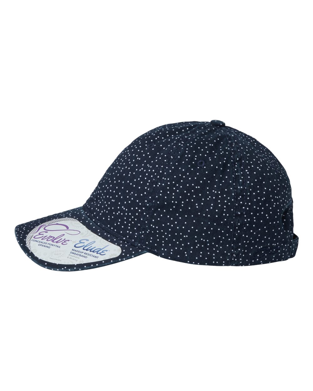 Women's Garment-Washed Fashion Print Cap - DirectSide - B97795100 - Navy/ White Polka Dots