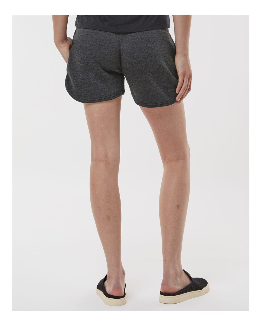 Women's Fleece Shorts - OnModelBack - B12728113 - Black Triblend