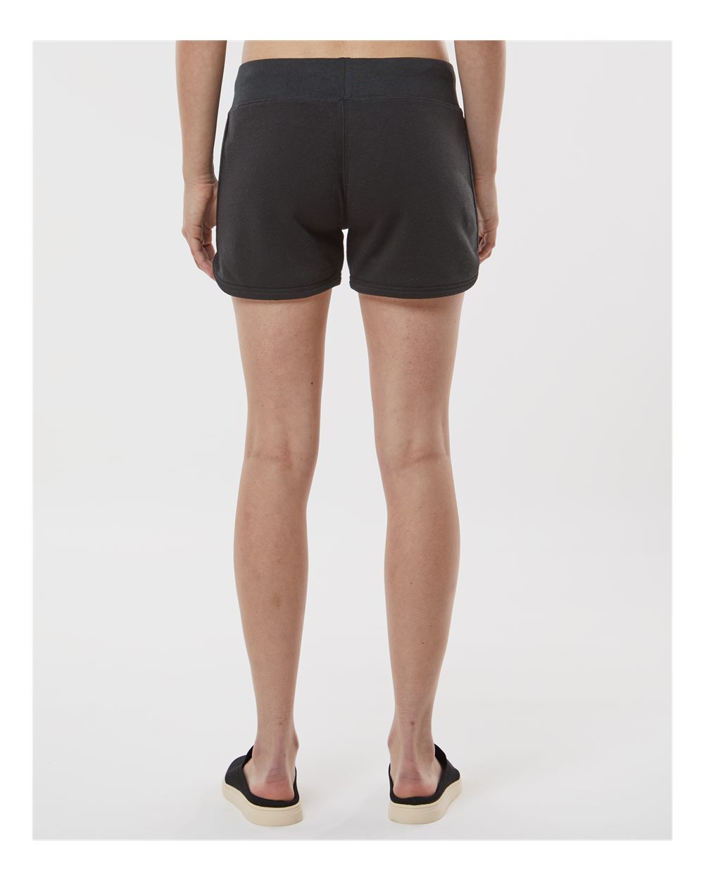 Women's Fleece Shorts - OnModelBack - B12728503 - Black Solid