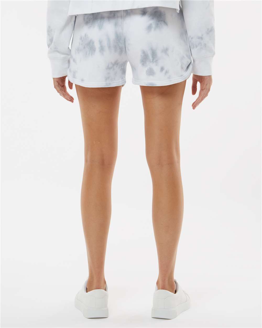 Women's Fleece Shorts - OnModelBack - B12728583 - Grey Tie Dye