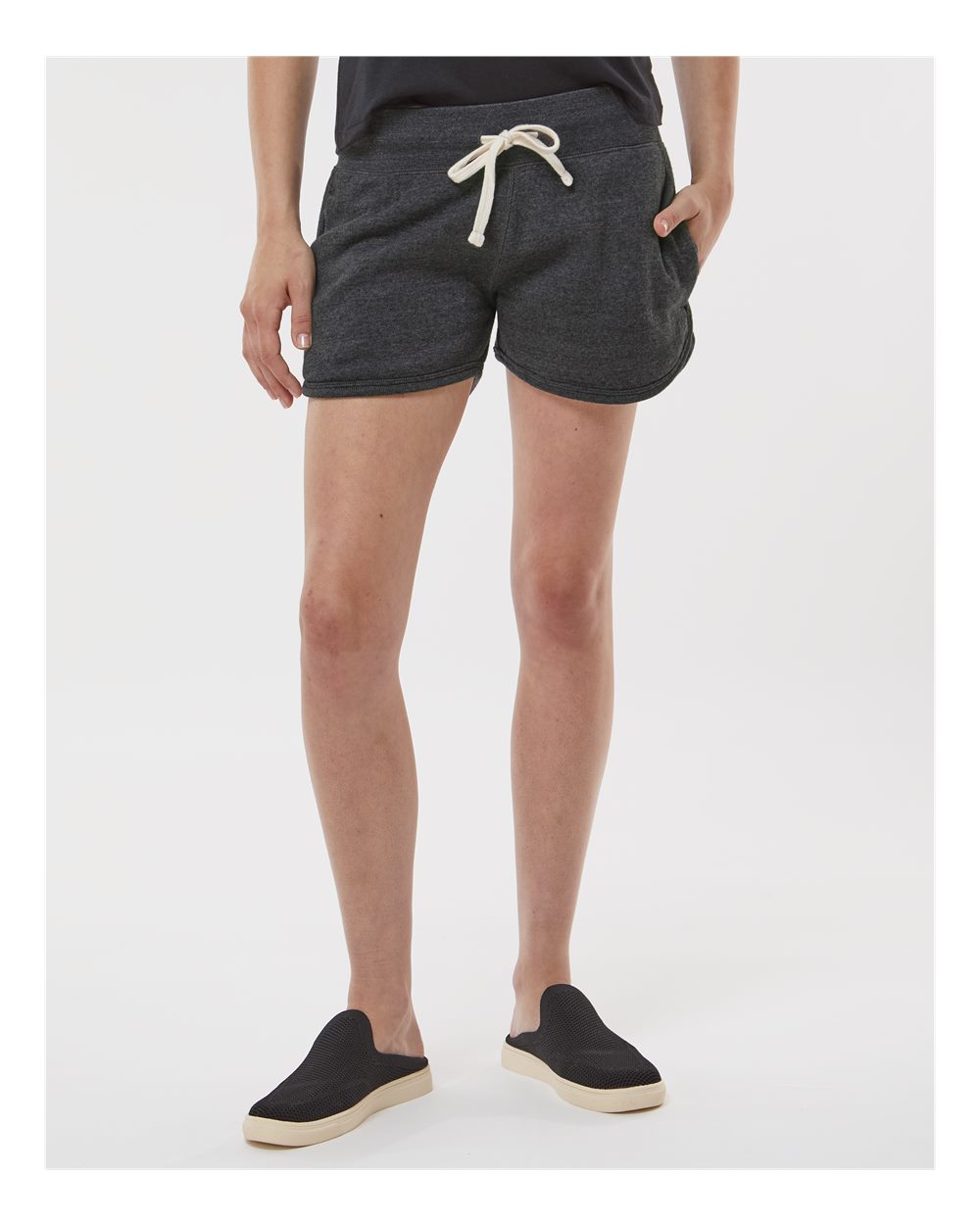 Women's Fleece Shorts - OnModelFront - B12728113 - Black Triblend