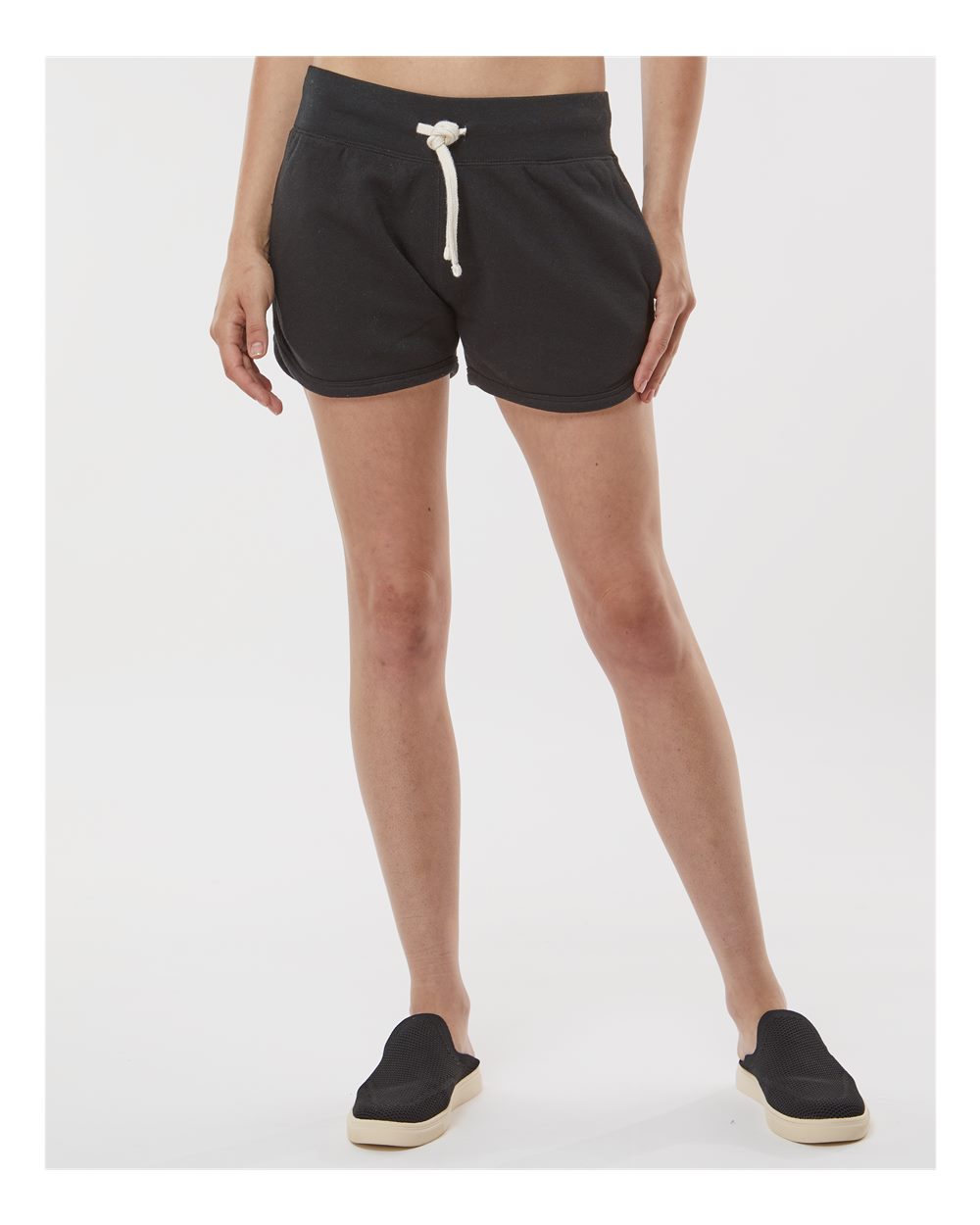 Women's Fleece Shorts - OnModelFront - B12728503 - Black Solid