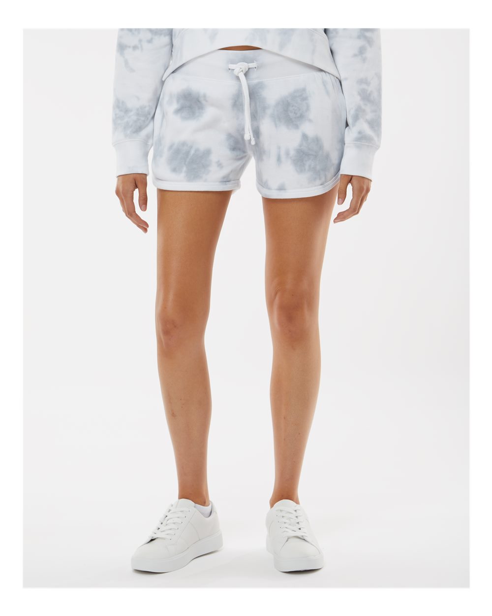 Women's Fleece Shorts - OnModelFront - B12728583 - Grey Tie Dye