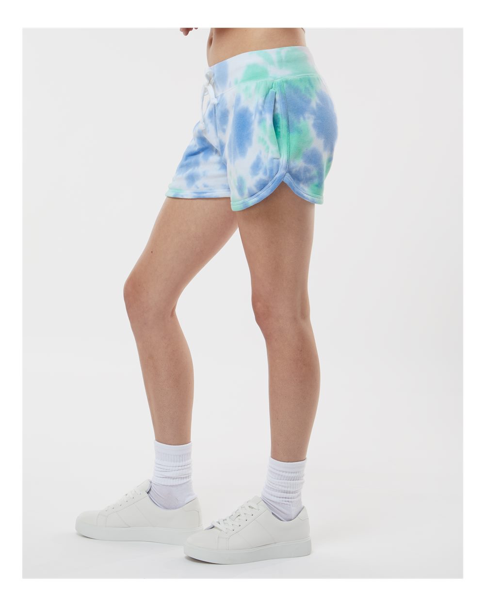 Women's Fleece Shorts - OnModelSide - B12728633 - Lagoon Tie Dye