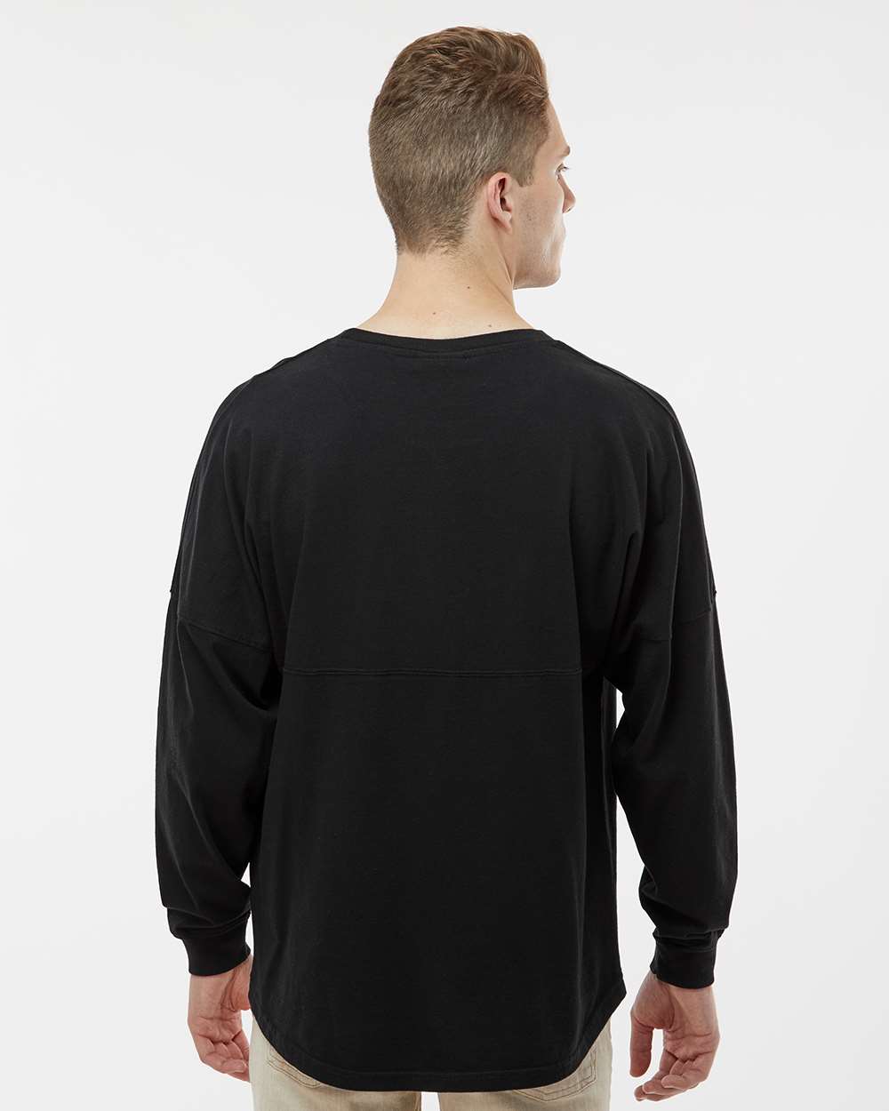 Unisex Game Day Jersey Long Sleeve T-Shirt - OnModelBack - B22328502 - Black