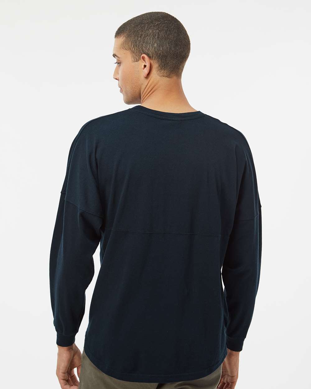 Unisex Game Day Jersey Long Sleeve T-Shirt - OnModelBack - B22328652 - Navy