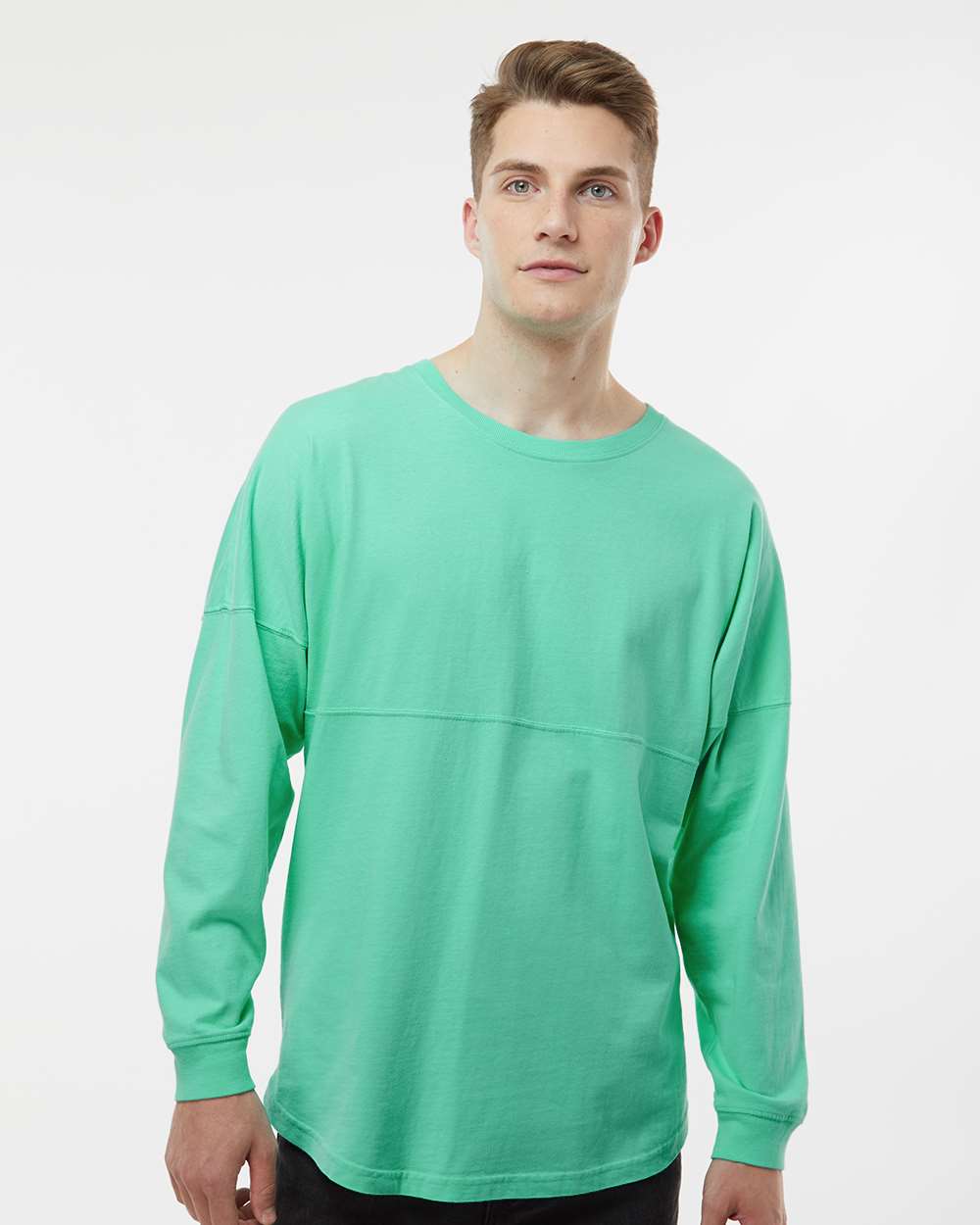 Unisex Game Day Jersey Long Sleeve T-Shirt - OnModelFront - B22328192 - Mint