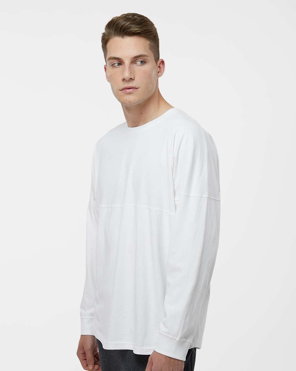 Unisex Game Day Jersey Long Sleeve T-Shirt - OnModelSide - B22328002 - White