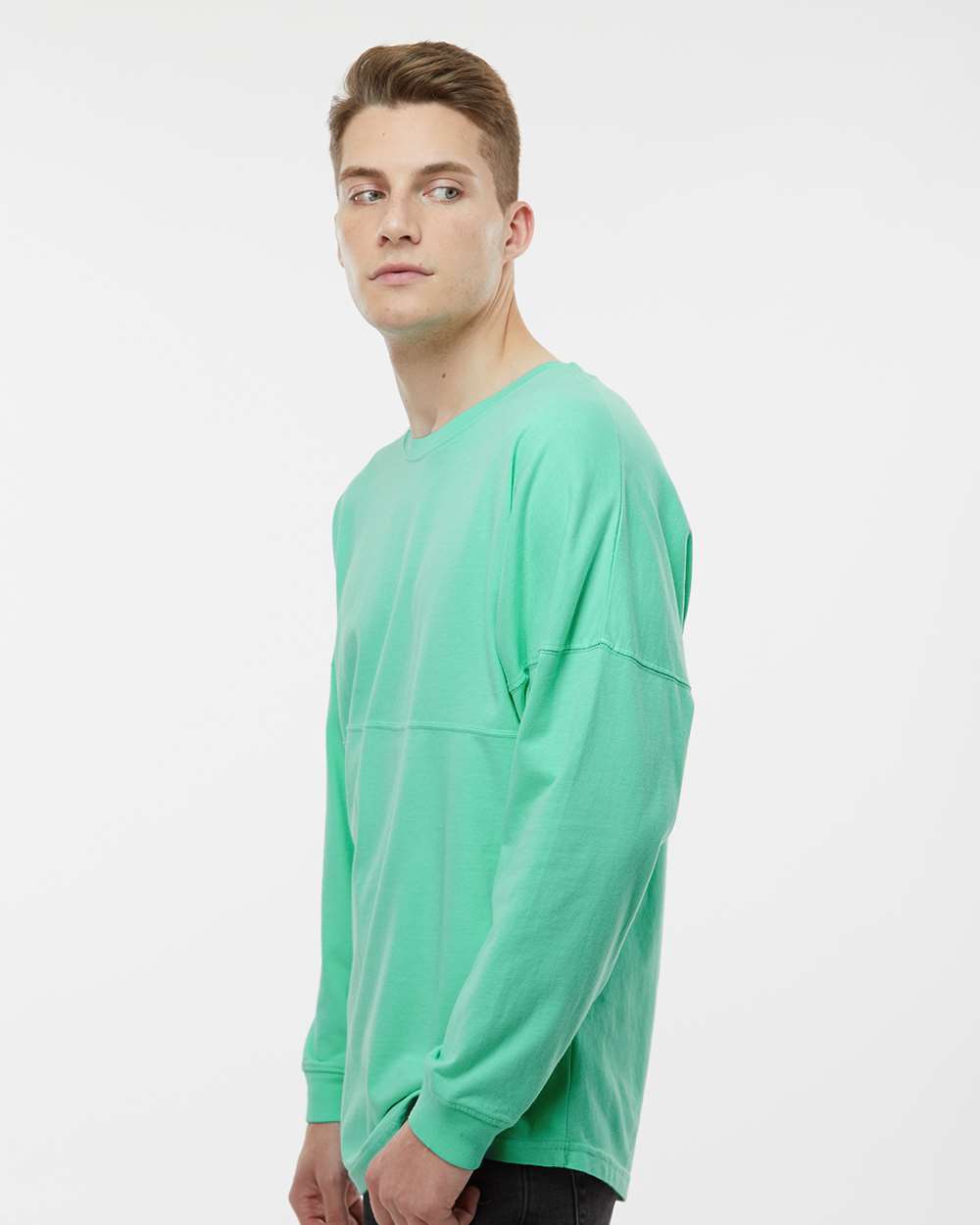 Unisex Game Day Jersey Long Sleeve T-Shirt - OnModelSide - B22328192 - Mint