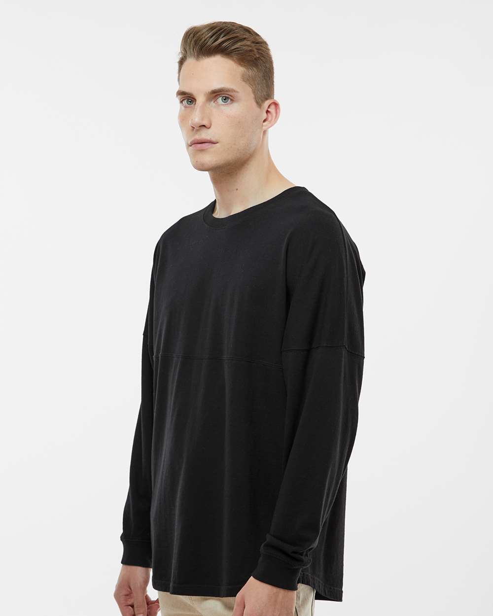 Unisex Game Day Jersey Long Sleeve T-Shirt - OnModelSide - B22328502 - Black