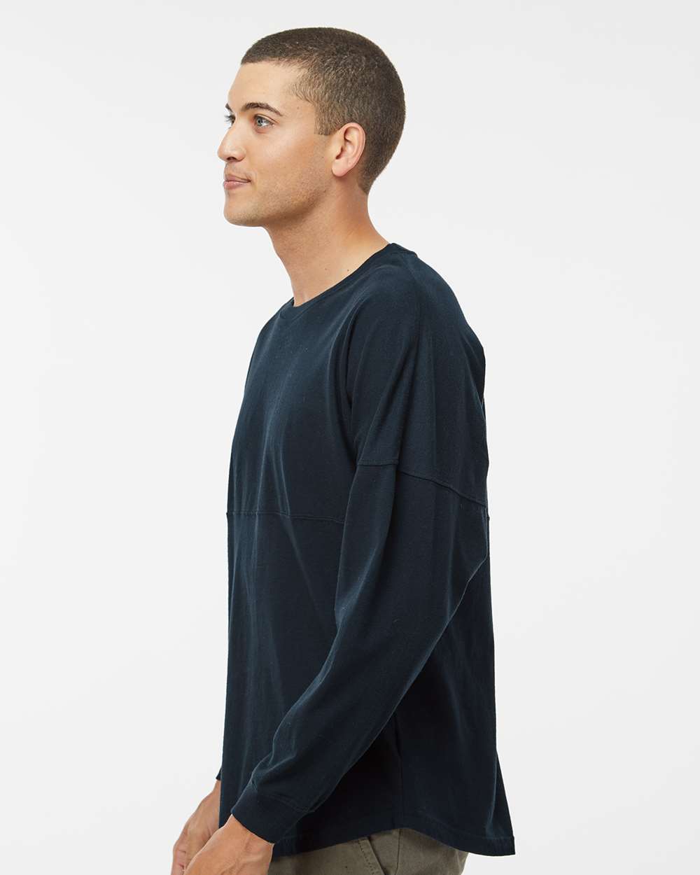 Unisex Game Day Jersey Long Sleeve T-Shirt - OnModelSide - B22328652 - Navy