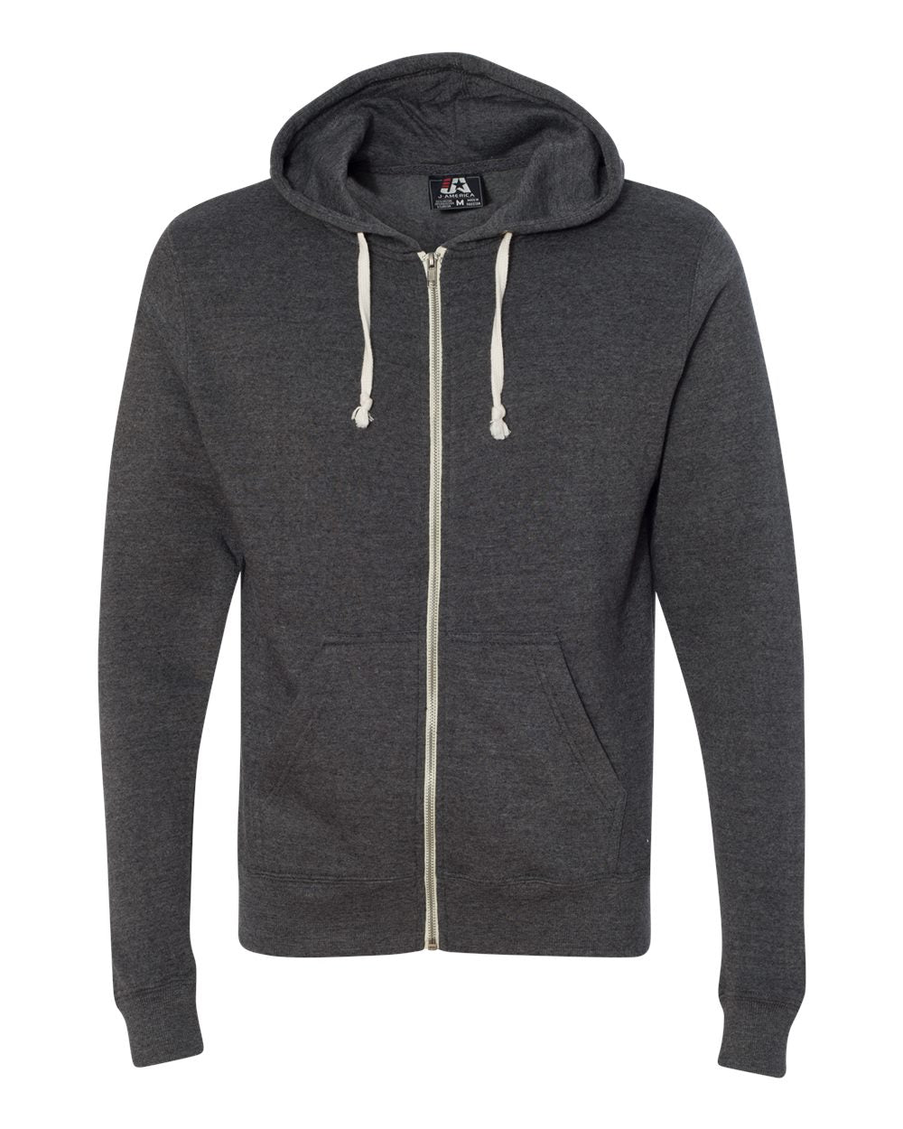 Men's Triblend Full-Zip Hooded Sweatshirt - Front - B23728492 - Black Triblend