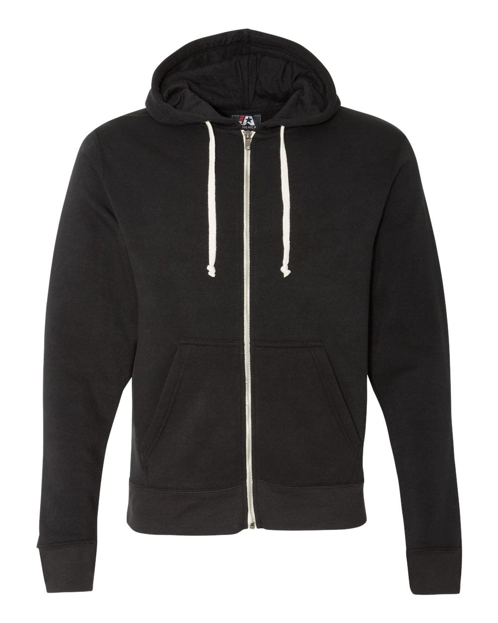 Men's Triblend Full-Zip Hooded Sweatshirt - Front - B23728502 - Black Solid