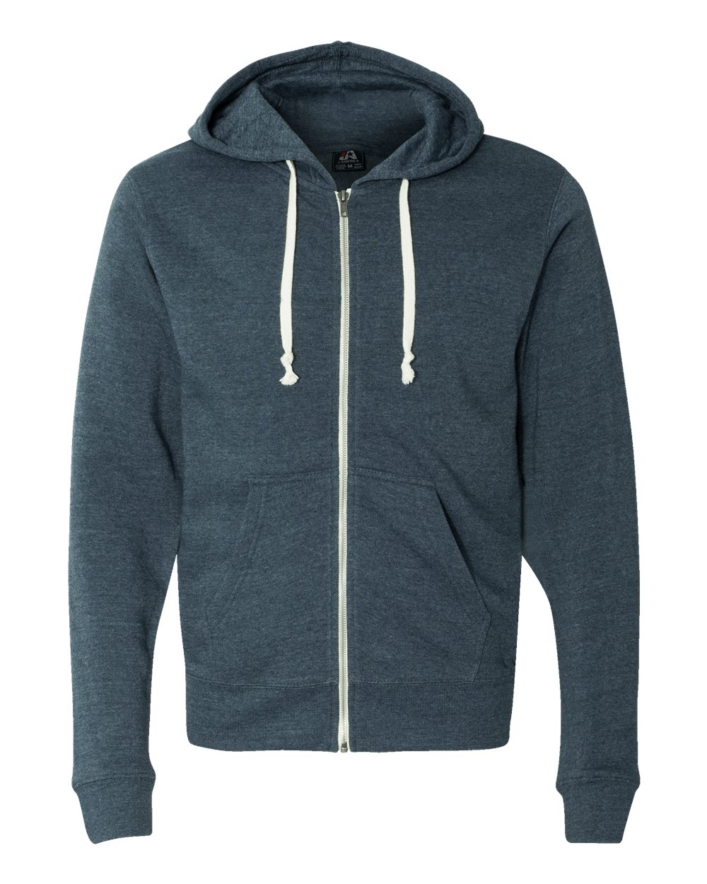 Men's Triblend Full-Zip Hooded Sweatshirt - Front - B23728652 - Navy Triblend
