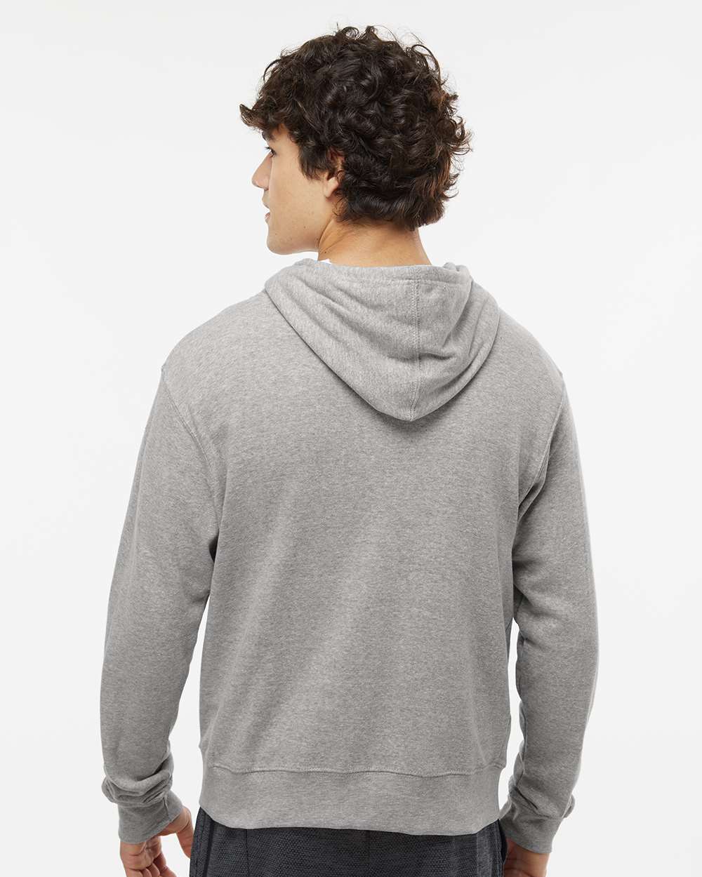 Men's Triblend Full-Zip Hooded Sweatshirt - OnModelBack - B23728352 - Grey Triblend