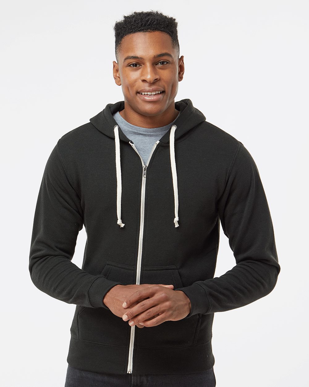 Men's Triblend Full-Zip Hooded Sweatshirt - styleImage