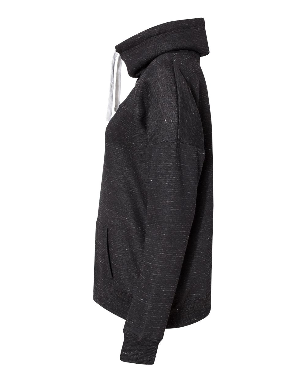 Women’s Mélange Fleece Cowl Neck Sweatshirt - DirectSide - B84628503 - Black