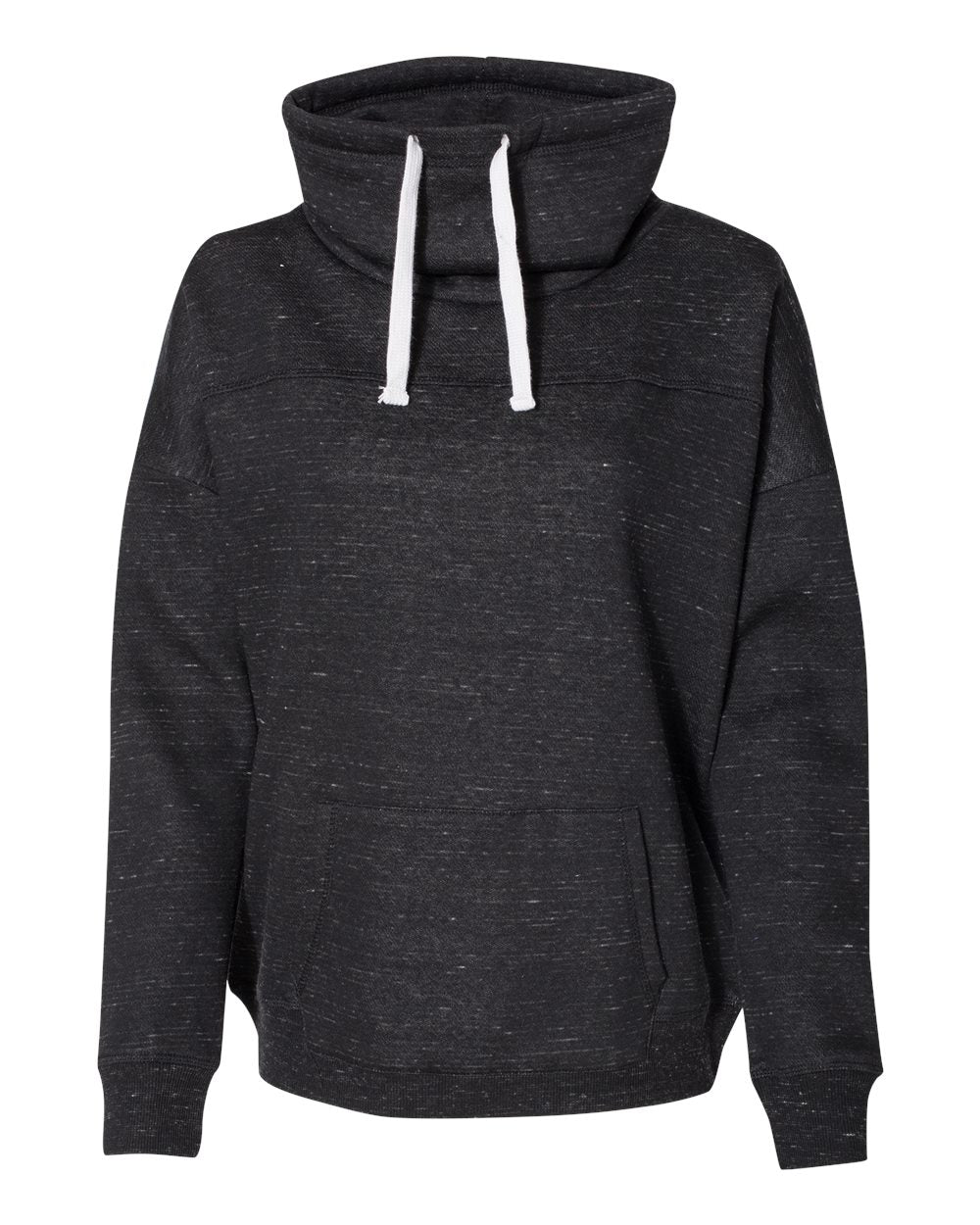 Women’s Mélange Fleece Cowl Neck Sweatshirt - Front - B84628503 - Black