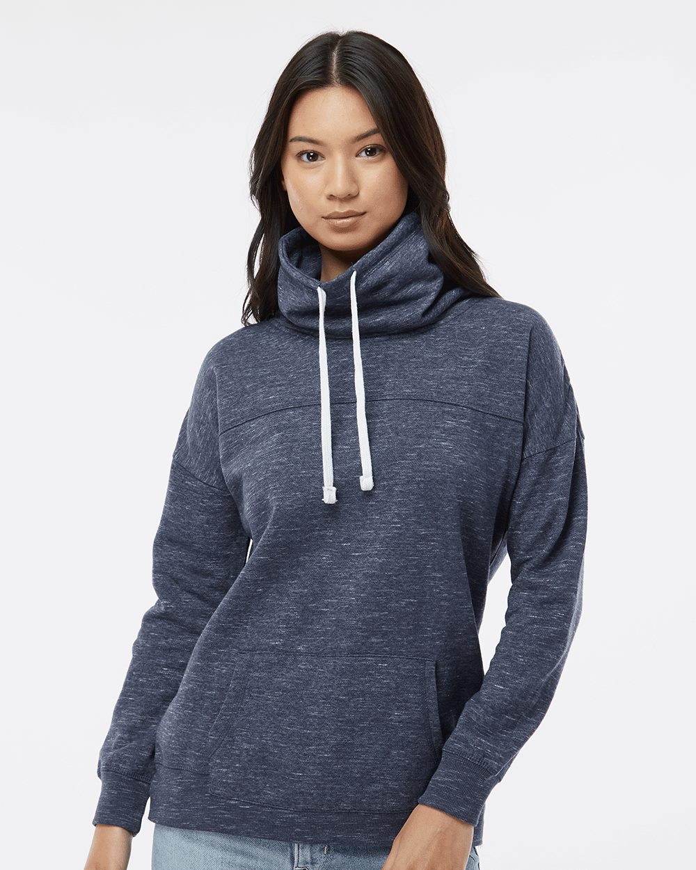 Women’s Mélange Fleece Cowl Neck Sweatshirt - styleImage