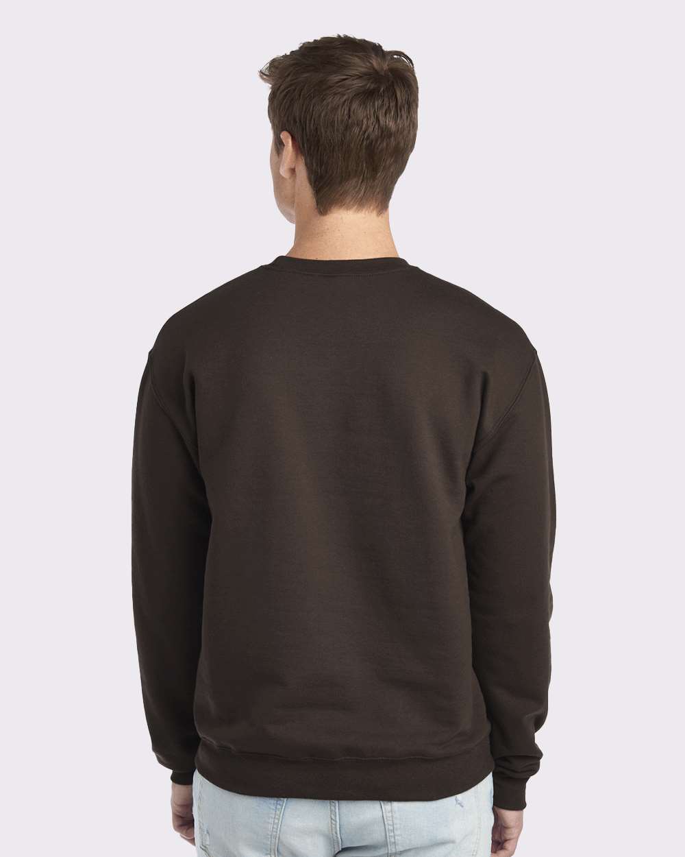 Unisex NuBlend® Crewneck Sweatshirt - OnModelBack - B21035553 - Chocolate