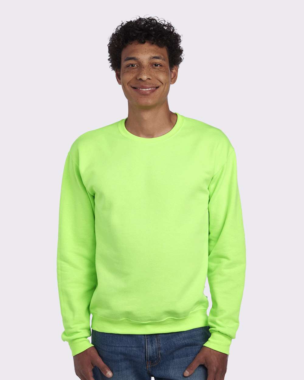 Unisex NuBlend® Crewneck Sweatshirt - OnModelFront - B21035073 - Neon Green