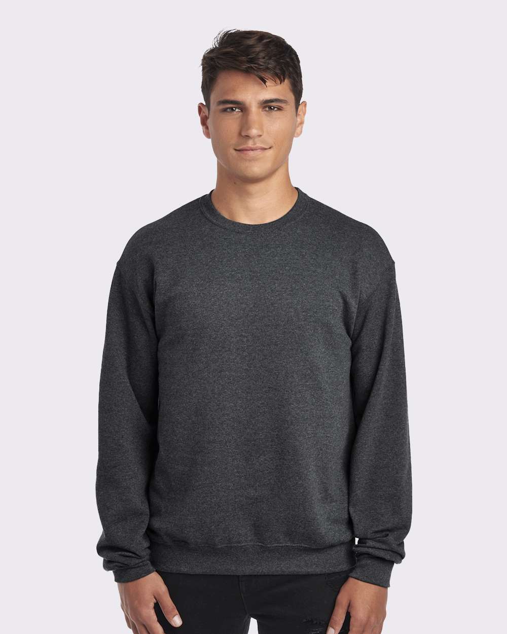 Unisex NuBlend® Crewneck Sweatshirt - OnModelFront - B21035133 - Black Heather