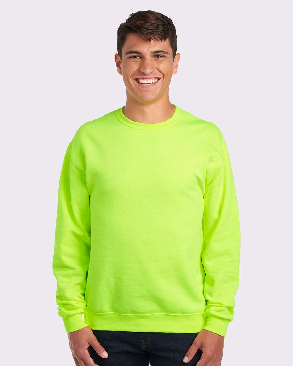 Unisex NuBlend® Crewneck Sweatshirt - OnModelFront - B21035163 - Safety Green