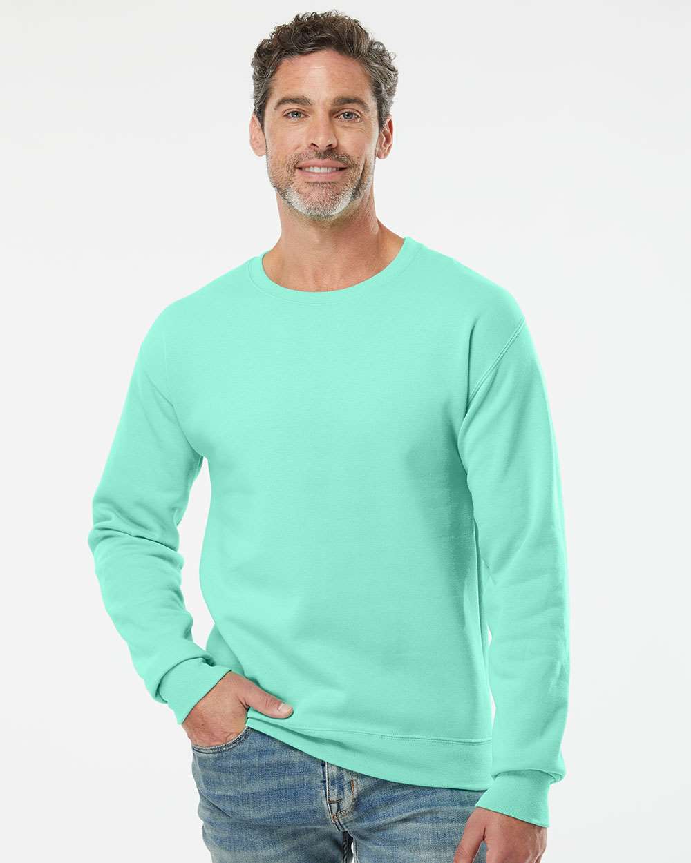 Unisex NuBlend® Crewneck Sweatshirt - OnModelFront - B21035293 - Cool Mint