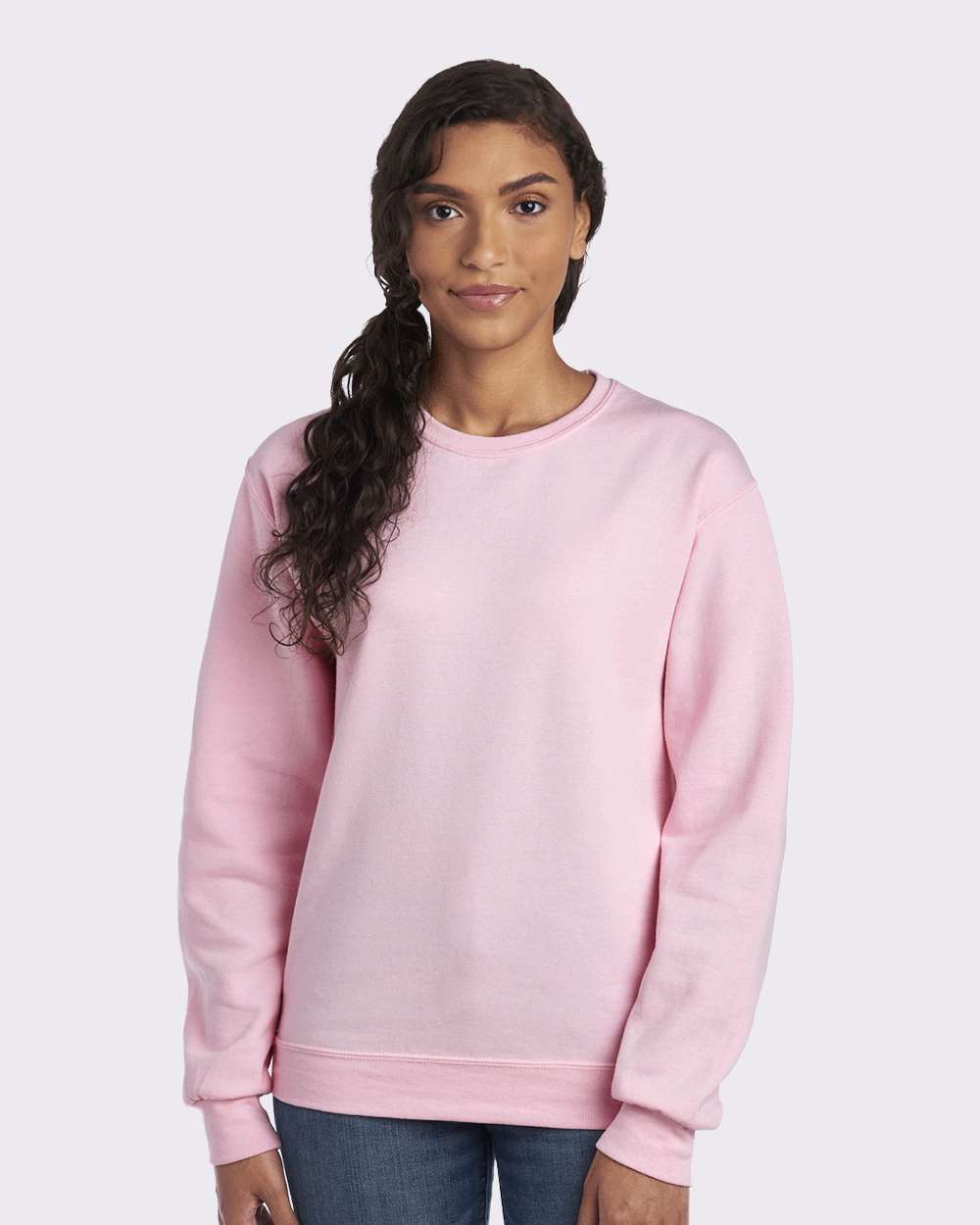 Unisex NuBlend® Crewneck Sweatshirt - OnModelFront - B21035303 - Classic Pink