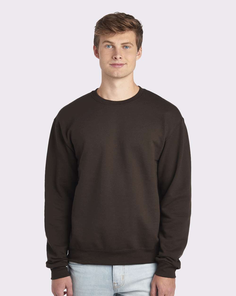 Unisex NuBlend® Crewneck Sweatshirt - OnModelFront - B21035553 - Chocolate