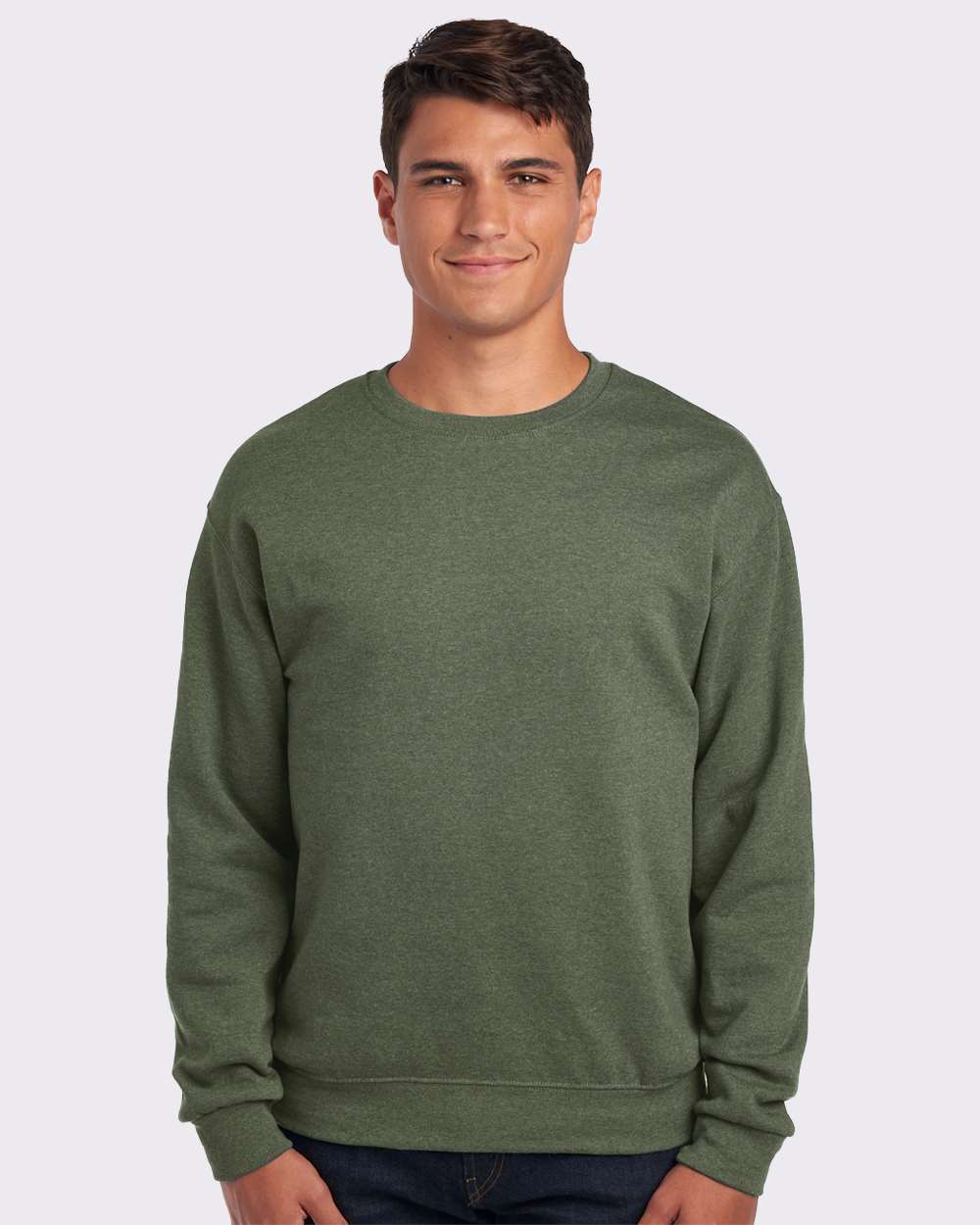 Unisex NuBlend® Crewneck Sweatshirt - OnModelFront - B21035623 - Military Green Heather