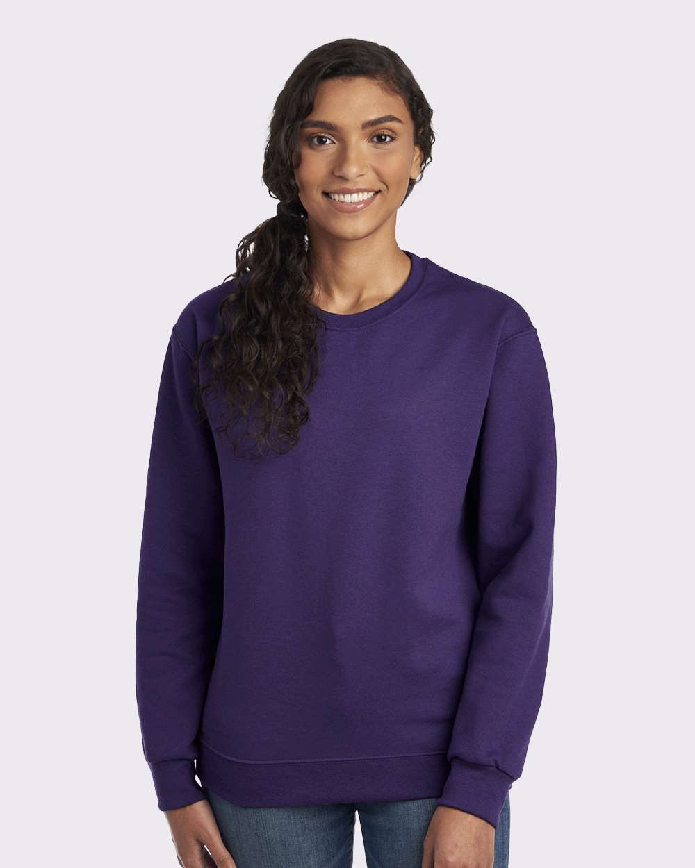 Unisex NuBlend® Crewneck Sweatshirt - OnModelFront - B21035673 - Deep Purple