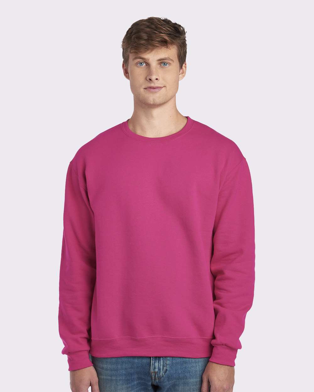 Unisex NuBlend® Crewneck Sweatshirt - OnModelFront - B21035693 - Cyber Pink