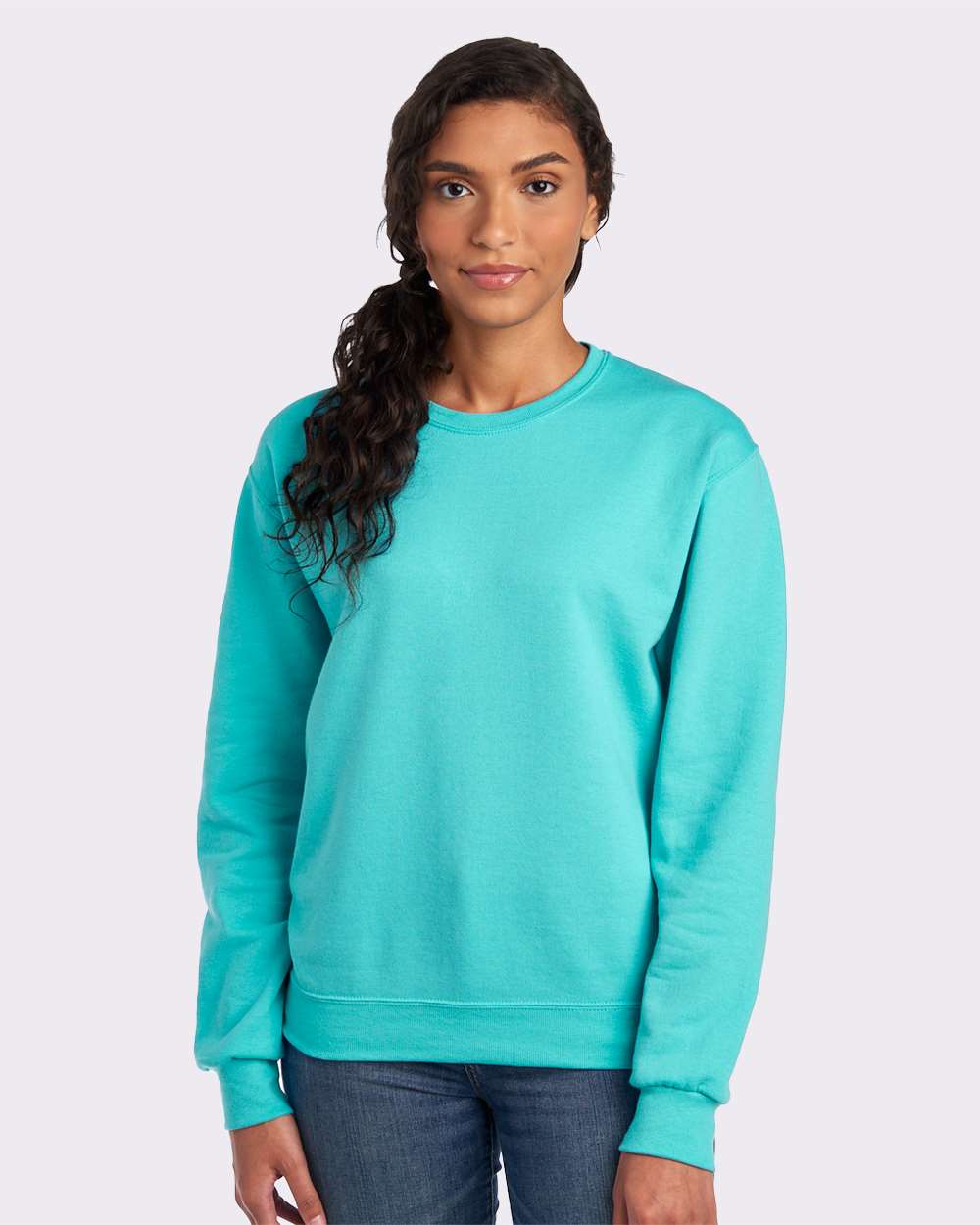 Unisex NuBlend® Crewneck Sweatshirt - OnModelFront - B21035813 - Scuba Blue