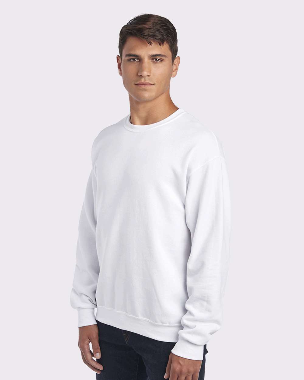 Unisex NuBlend® Crewneck Sweatshirt - OnModelSide - B21035003 - White