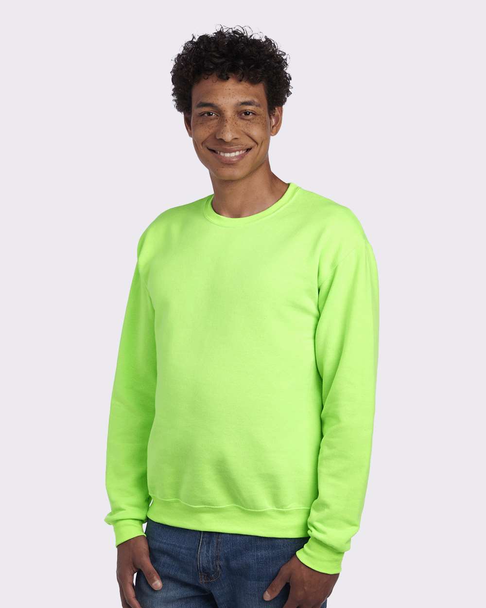 Unisex NuBlend® Crewneck Sweatshirt - OnModelSide - B21035073 - Neon Green