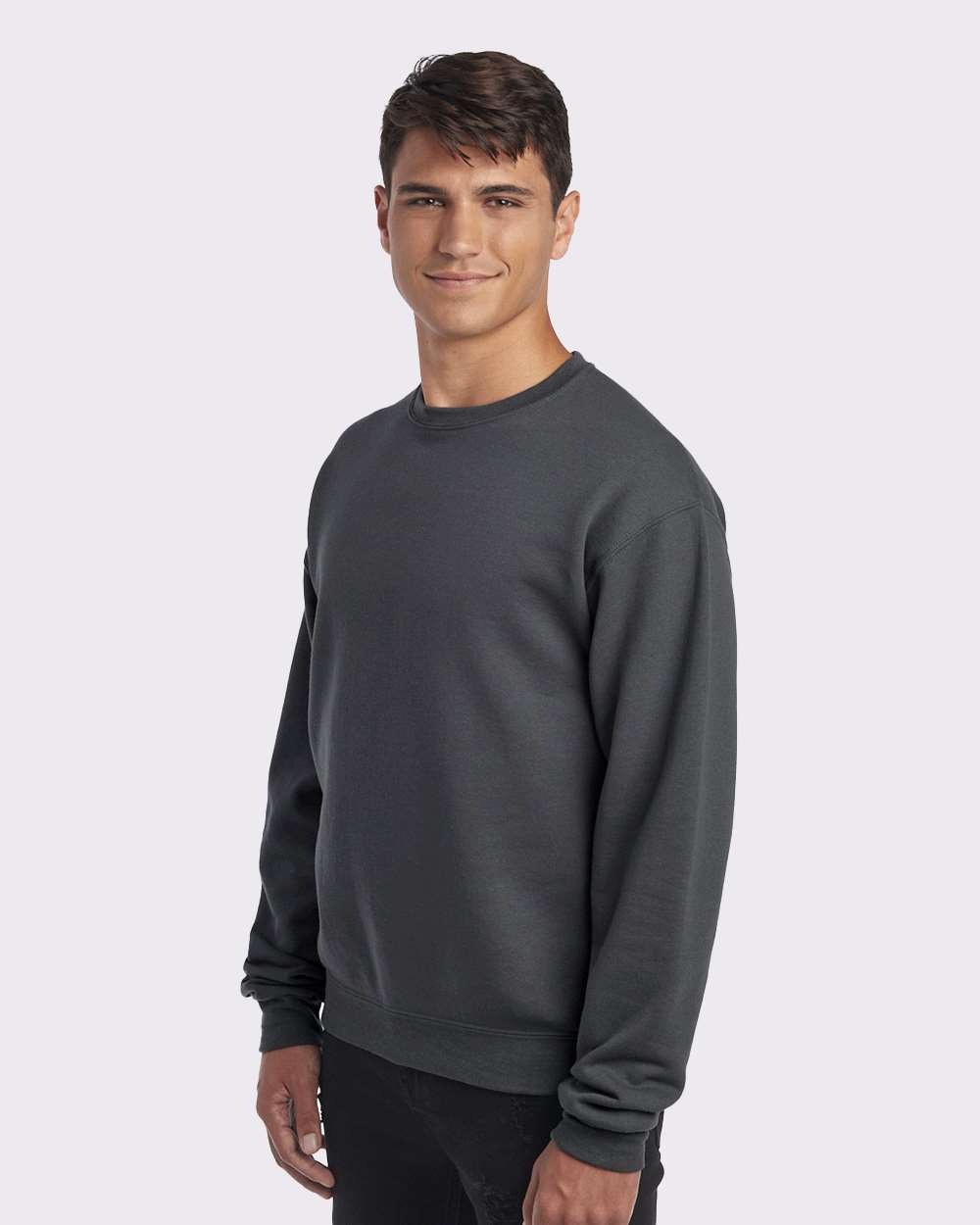 Unisex NuBlend® Crewneck Sweatshirt - OnModelSide - B21035093 - Charcoal Grey
