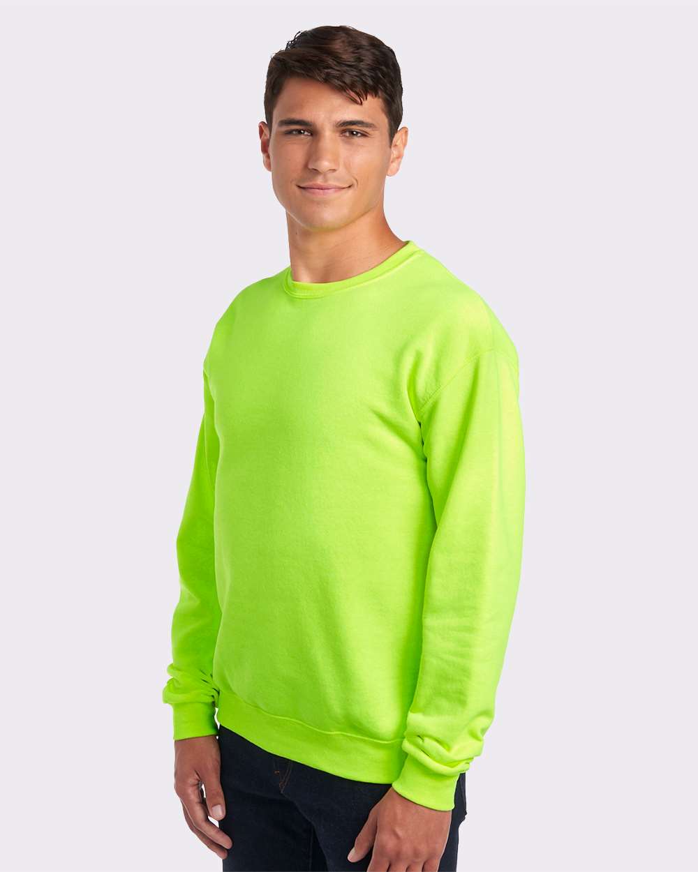 Unisex NuBlend® Crewneck Sweatshirt - OnModelSide - B21035163 - Safety Green