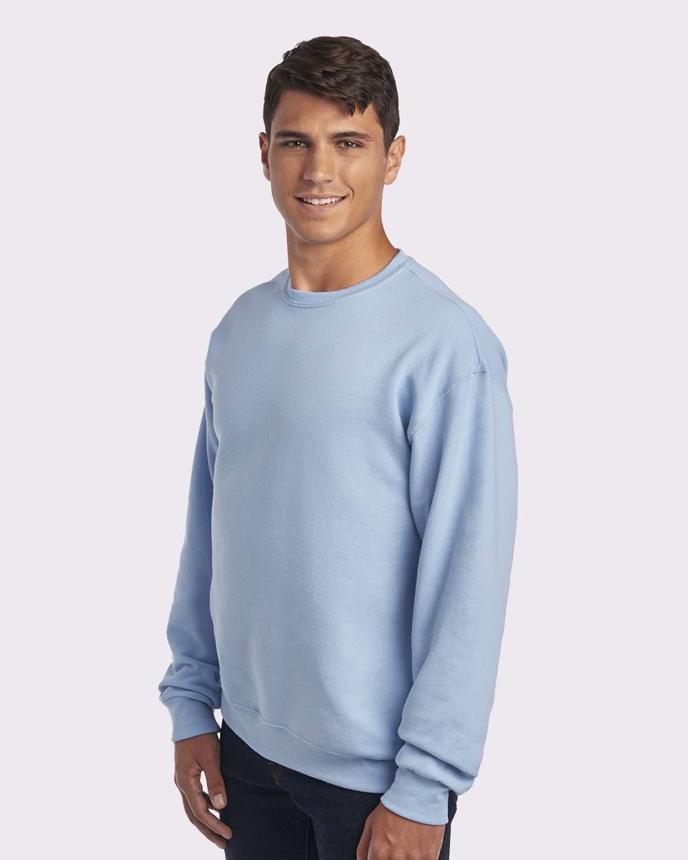 Unisex NuBlend® Crewneck Sweatshirt - OnModelSide - B21035253 - Light Blue