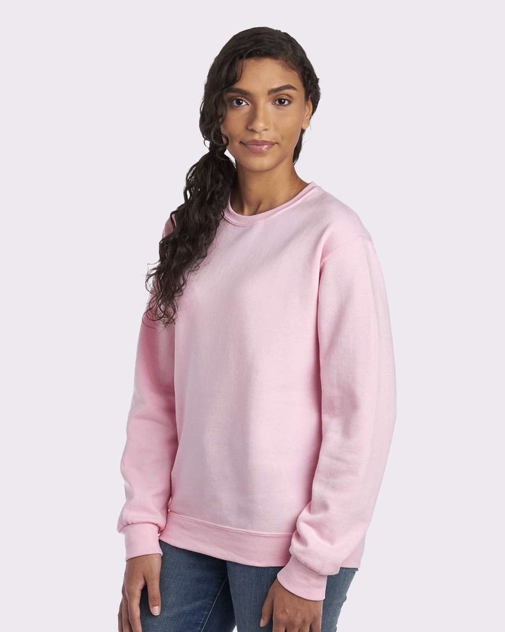 Unisex NuBlend® Crewneck Sweatshirt - OnModelSide - B21035303 - Classic Pink